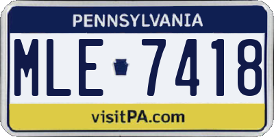 PA license plate MLE7418
