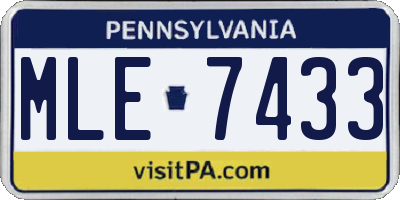 PA license plate MLE7433
