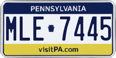 PA license plate MLE7445