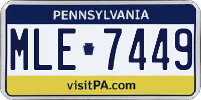 PA license plate MLE7449