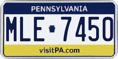 PA license plate MLE7450