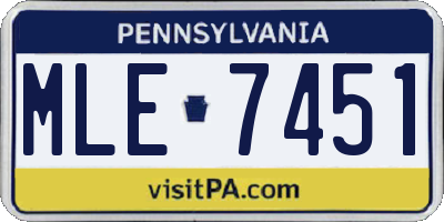 PA license plate MLE7451