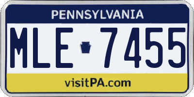 PA license plate MLE7455
