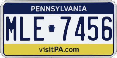PA license plate MLE7456
