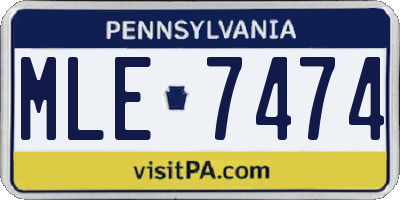 PA license plate MLE7474
