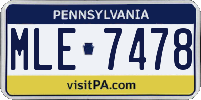 PA license plate MLE7478