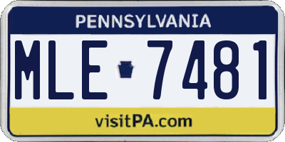 PA license plate MLE7481