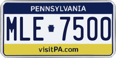 PA license plate MLE7500