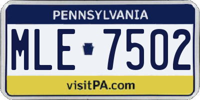 PA license plate MLE7502