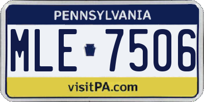 PA license plate MLE7506