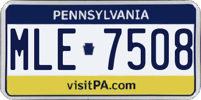 PA license plate MLE7508