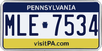 PA license plate MLE7534