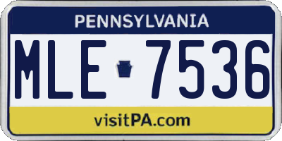 PA license plate MLE7536