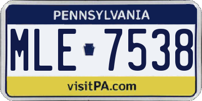 PA license plate MLE7538