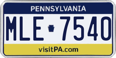 PA license plate MLE7540