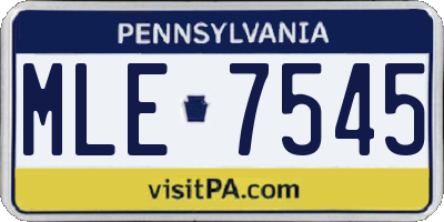 PA license plate MLE7545
