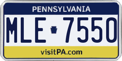 PA license plate MLE7550