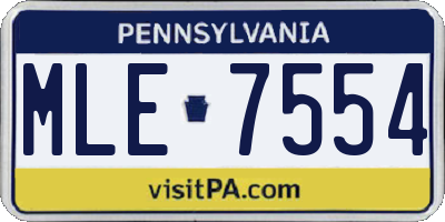 PA license plate MLE7554