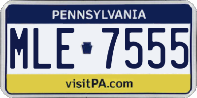 PA license plate MLE7555