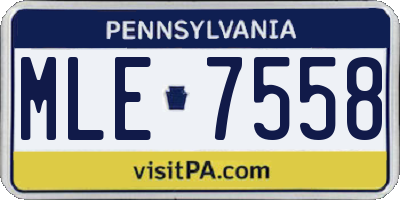PA license plate MLE7558