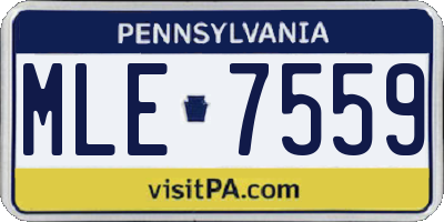 PA license plate MLE7559