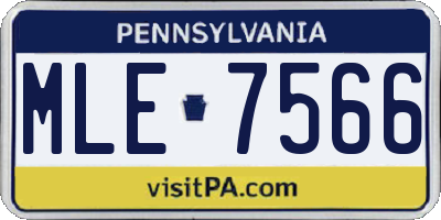 PA license plate MLE7566