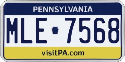 PA license plate MLE7568