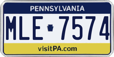 PA license plate MLE7574