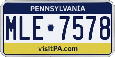 PA license plate MLE7578