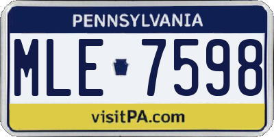 PA license plate MLE7598