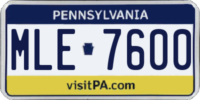 PA license plate MLE7600