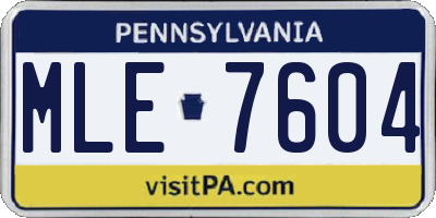 PA license plate MLE7604