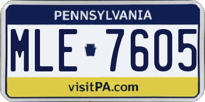PA license plate MLE7605