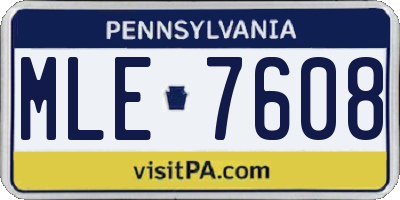 PA license plate MLE7608