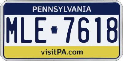 PA license plate MLE7618