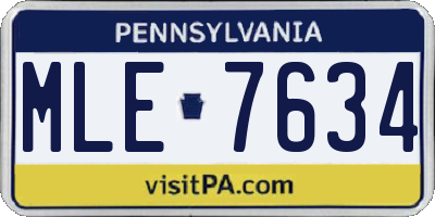 PA license plate MLE7634