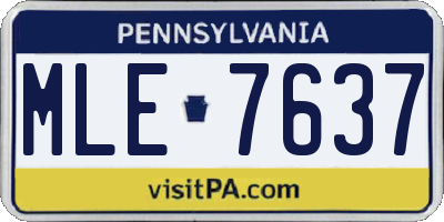PA license plate MLE7637
