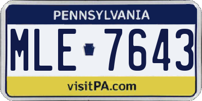 PA license plate MLE7643
