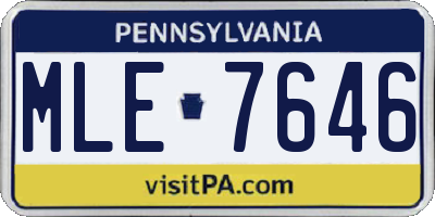 PA license plate MLE7646