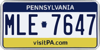 PA license plate MLE7647