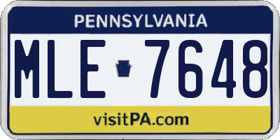 PA license plate MLE7648