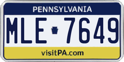 PA license plate MLE7649