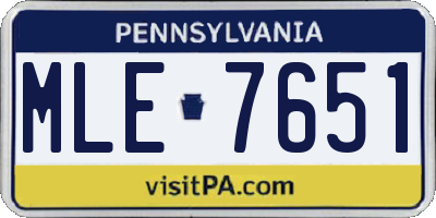 PA license plate MLE7651