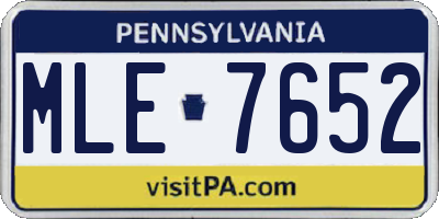 PA license plate MLE7652