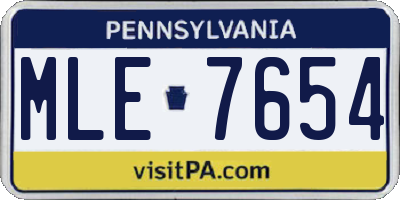 PA license plate MLE7654