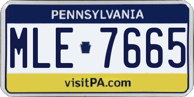PA license plate MLE7665