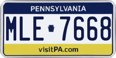 PA license plate MLE7668
