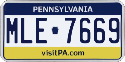 PA license plate MLE7669