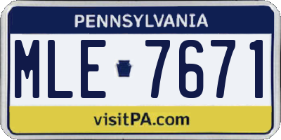 PA license plate MLE7671