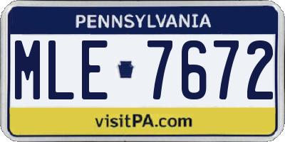PA license plate MLE7672